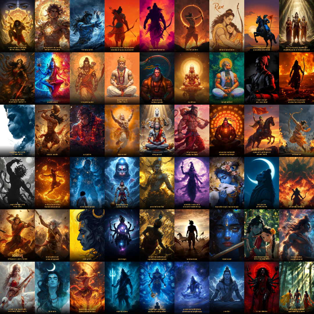 The Ultimate Devotional Pack – 54 Posters | Divine Wall Art Set | Premium Studio Finish   Divyam Prints