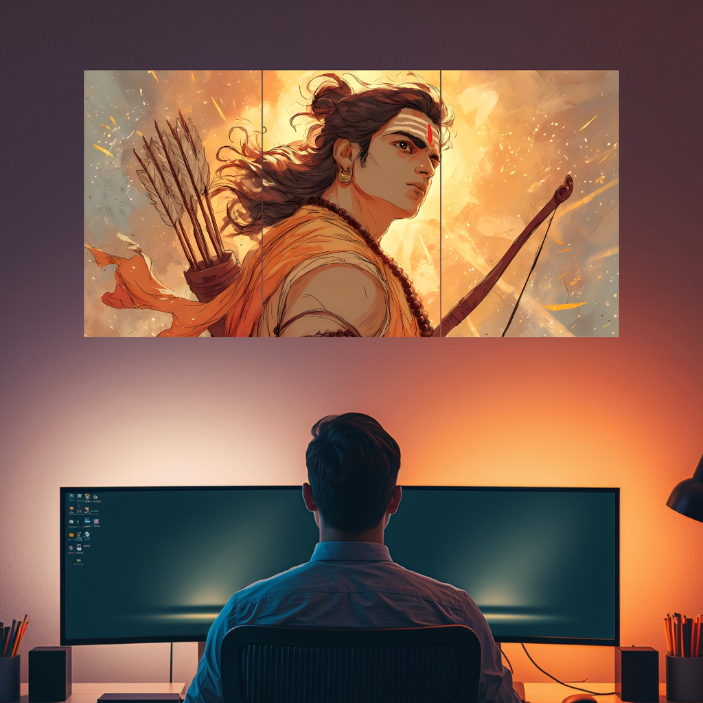 Shri Ram Split Posters Set of 3 – Ramayana Wall Art for Home Decor   Divyam Prints
