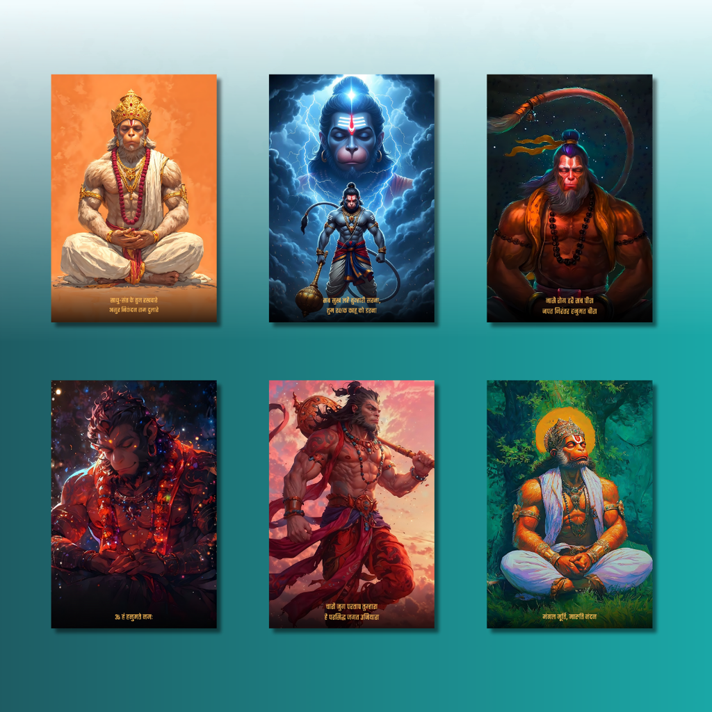 Hanuman Collection – 6 Poster Combo | Divine Bajrangbali Wall Art Set | 8K Premium Gloss Edition   Divyam Prints