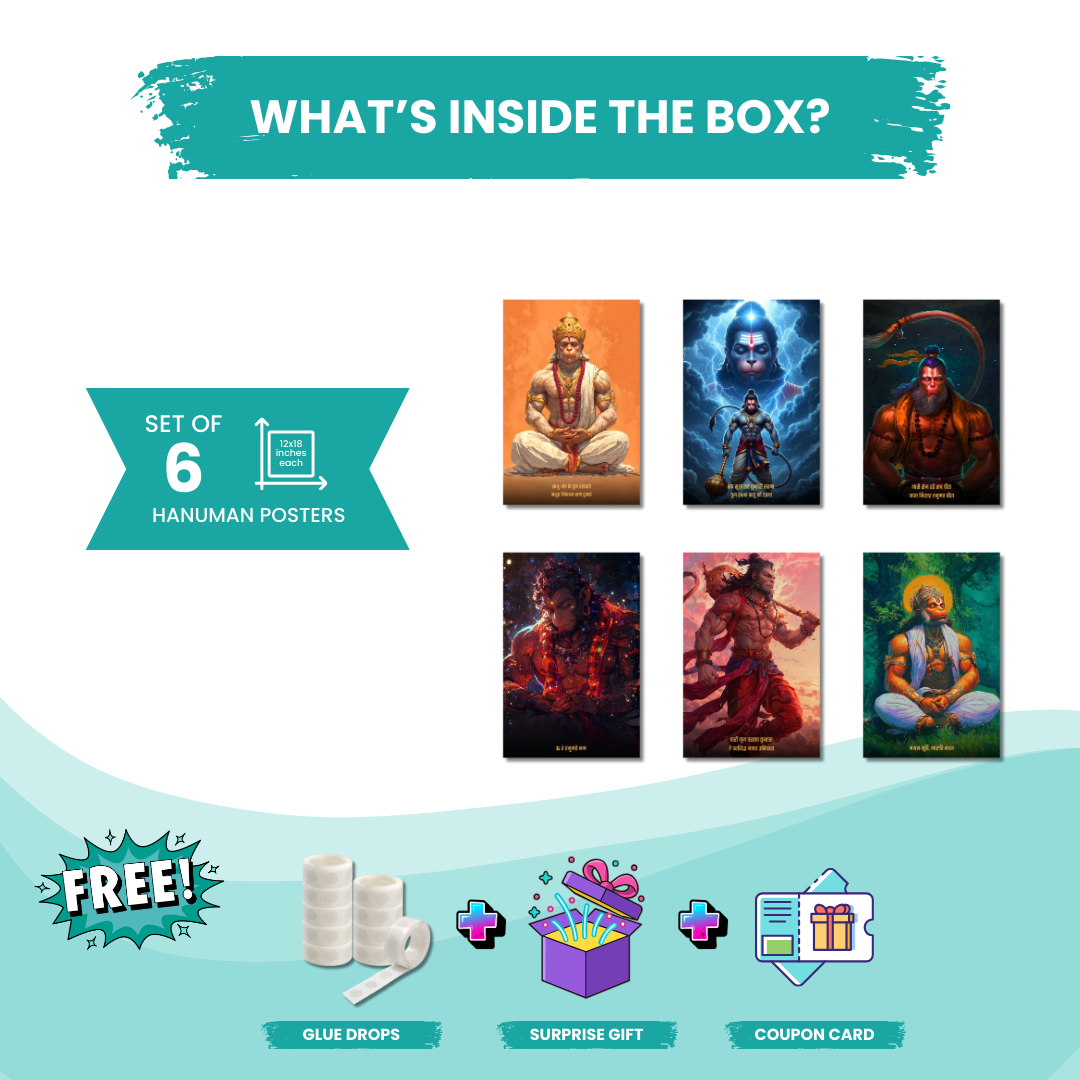 Hanuman Collection – 6 Poster Combo | Divine Bajrangbali Wall Art Set | 8K Premium Gloss Edition   Divyam Prints