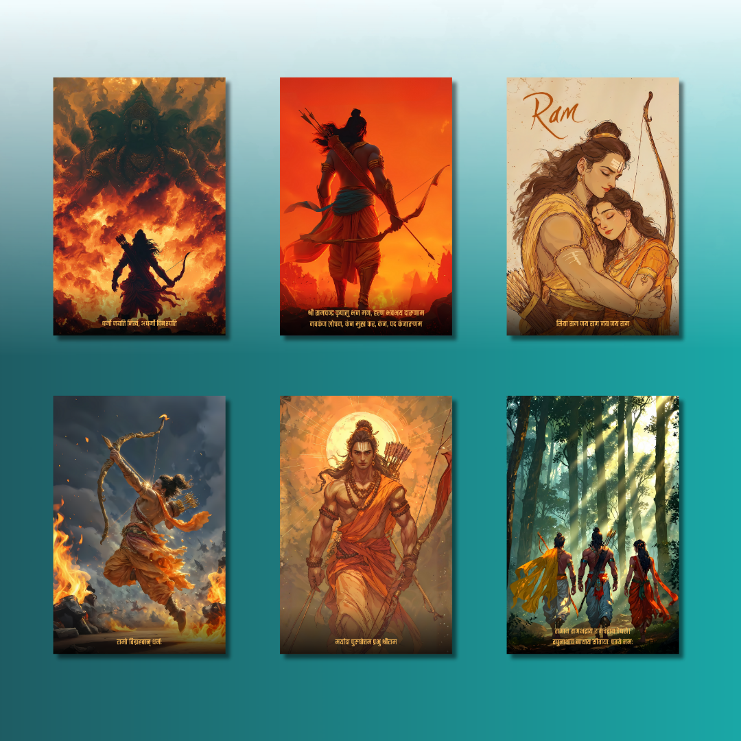 Shri Ram Collection – 6 Poster Combo | Divine Maryada Purushottam Art Set | 8K Premium Gloss Edition   Divyam Prints