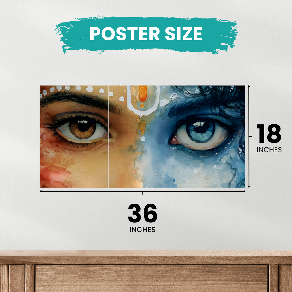 Radha Krishna Split Posters Set of 3 – Divine Love Wall Art for Home Decor   Divyam Prints