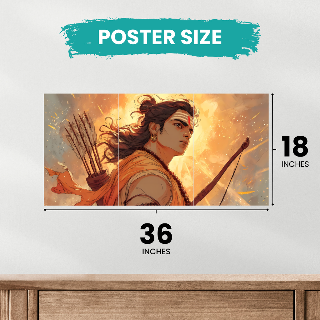 Shri Ram Split Posters Set of 3 – Ramayana Wall Art for Home Decor   Divyam Prints
