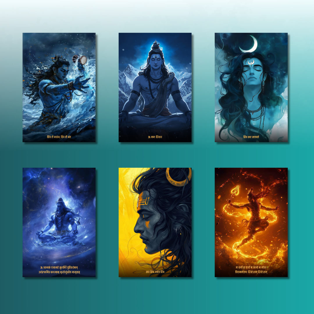 Mahadev Collection – 6 Poster Combo | Divine Shiva Wall Art Set | 8K Premium Gloss Edition   Divyam Prints