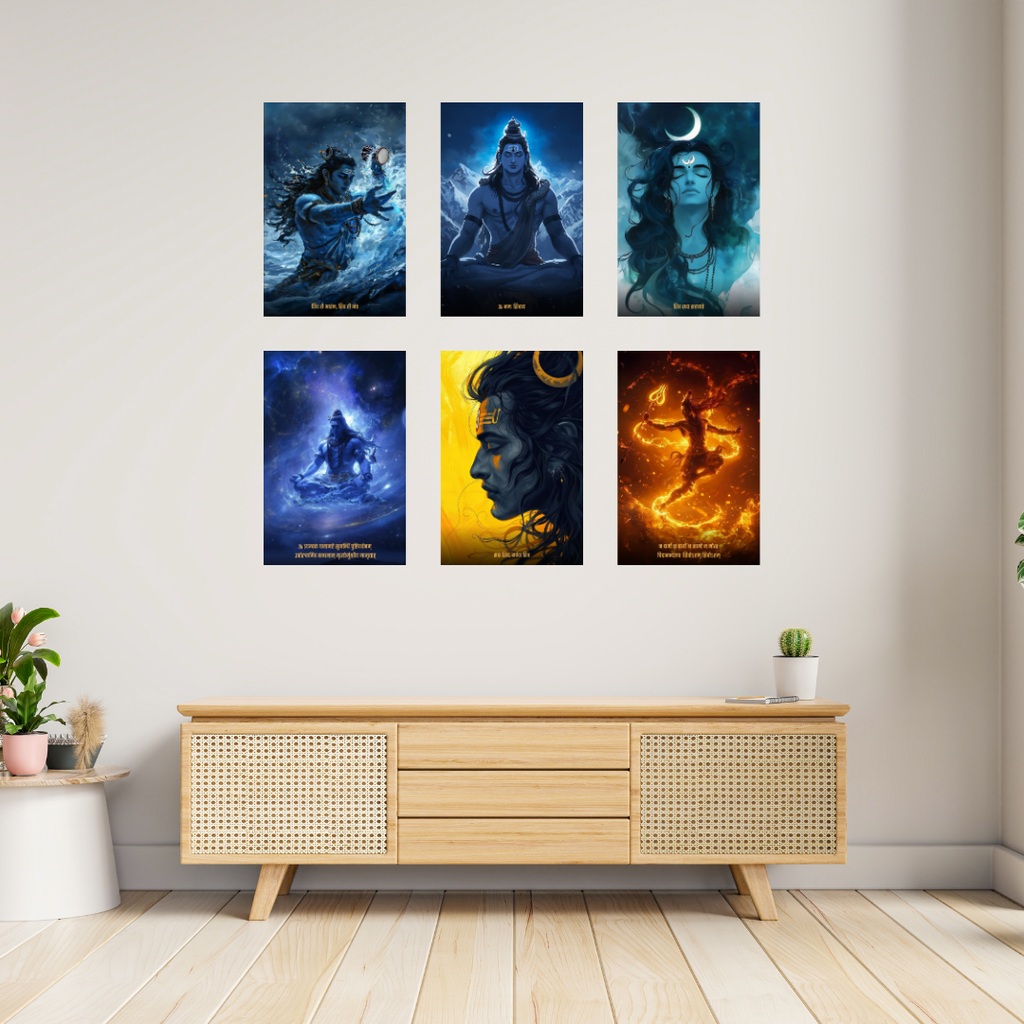 Mahadev Collection – 6 Poster Combo | Divine Shiva Wall Art Set | 8K Premium Gloss Edition   Divyam Prints
