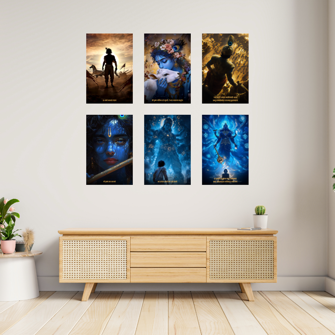 Krishna Collection – 6 Poster Combo | Divine Kanha Wall Art Set | 8K Premium Gloss Edition   Divyam Prints