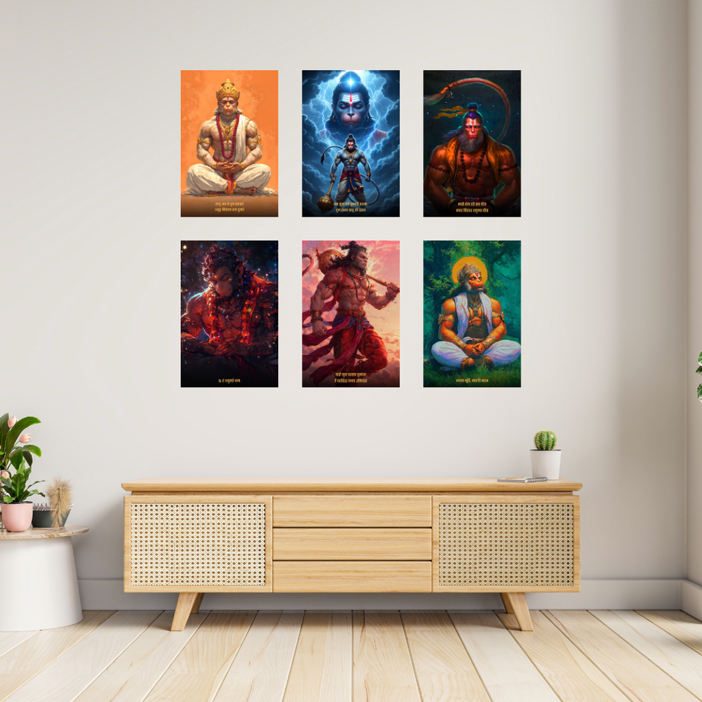 Hanuman Collection – 6 Poster Combo | Divine Bajrangbali Wall Art Set | 8K Premium Gloss Edition   Divyam Prints