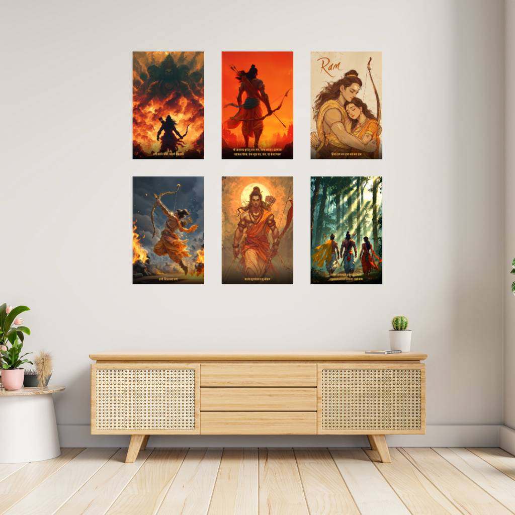 Shri Ram Collection – 6 Poster Combo | Divine Maryada Purushottam Art Set | 8K Premium Gloss Edition   Divyam Prints