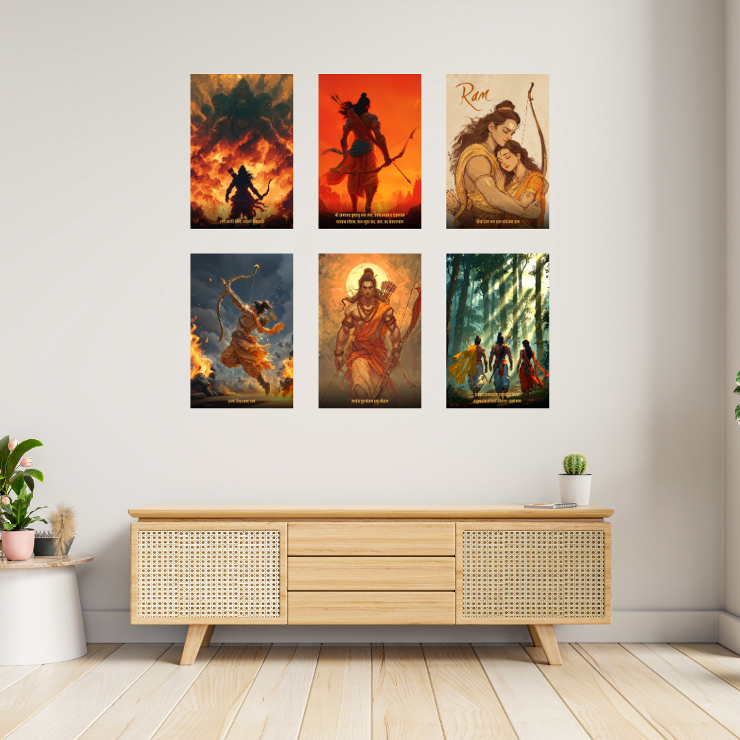 Shri Ram Collection – 6 Poster Combo | Divine Maryada Purushottam Art Set | 8K Premium Gloss Edition   Divyam Prints